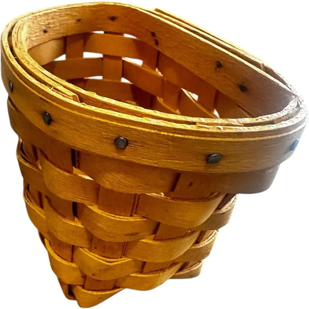Longaberger 1998 Small 3.5” Wall Pocket Oregano Handmade Basket W/Bracket Hanger